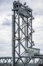 Tower with counterweight drawbridge across the bay in Boston